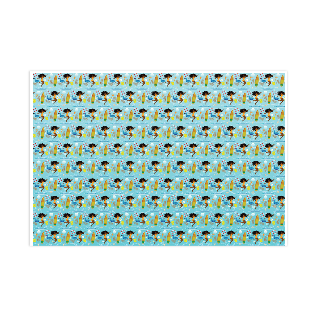 Summer Beach Fun - African American Woman - Gift Wrapping Paper Roll - Landscape Close-up