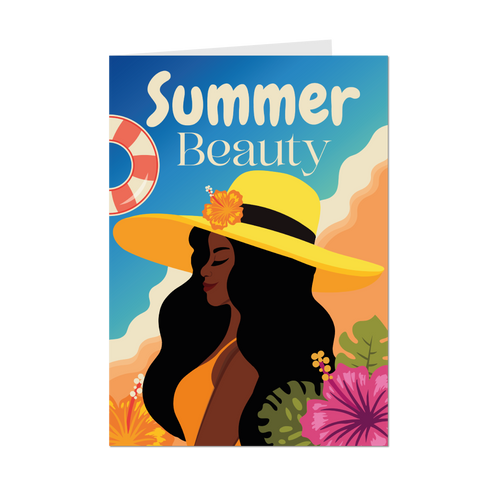 Summer Beauty - Stylish African American Woman - Greeting Cards -Front