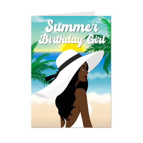 Summer Birthday Bliss - African American Woman - Happy Birthday Cards - Front