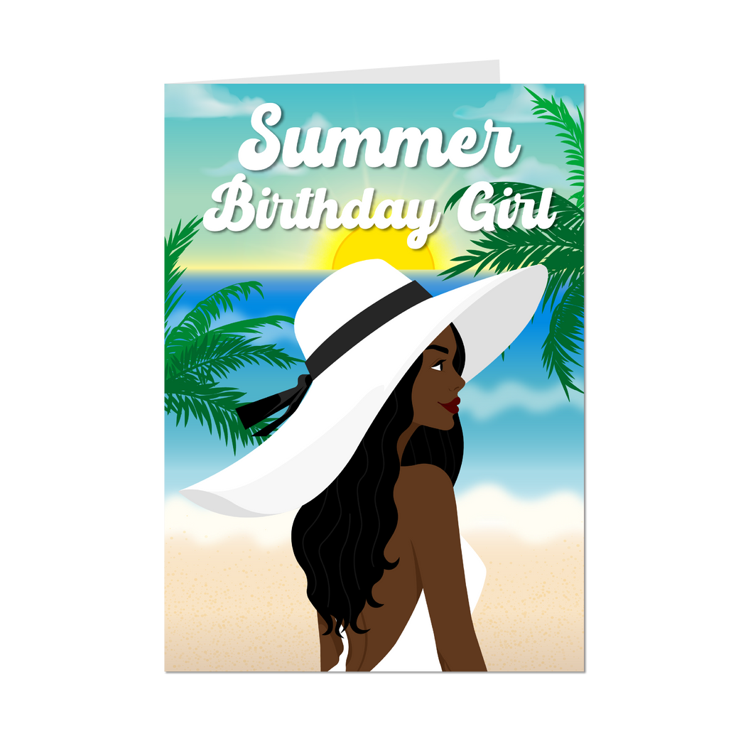 Summer Birthday Bliss - African American Woman - Happy Birthday Cards - Front