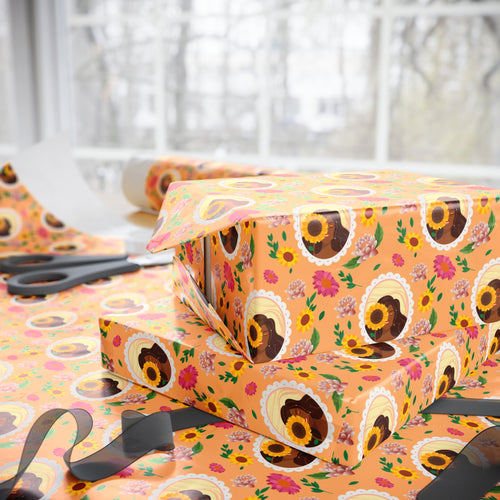 Sunflowers & Smiles - African American Woman - Yellow Gift Wrapping Paper Roll - Wrapped Gifts