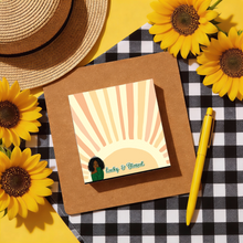 Load image into Gallery viewer, Sunshine Glow Lucky &amp; Blessed - African American Woman - Curly Wavy Hairstyle - Afrocentric Notepads - To-Do List Notes - Paper Gifts