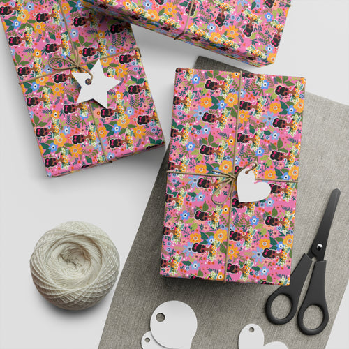 Surrounded By Love - African American Woman - Floral Gift Wrapping Paper Roll - Wrapped Gifts Sample Photo