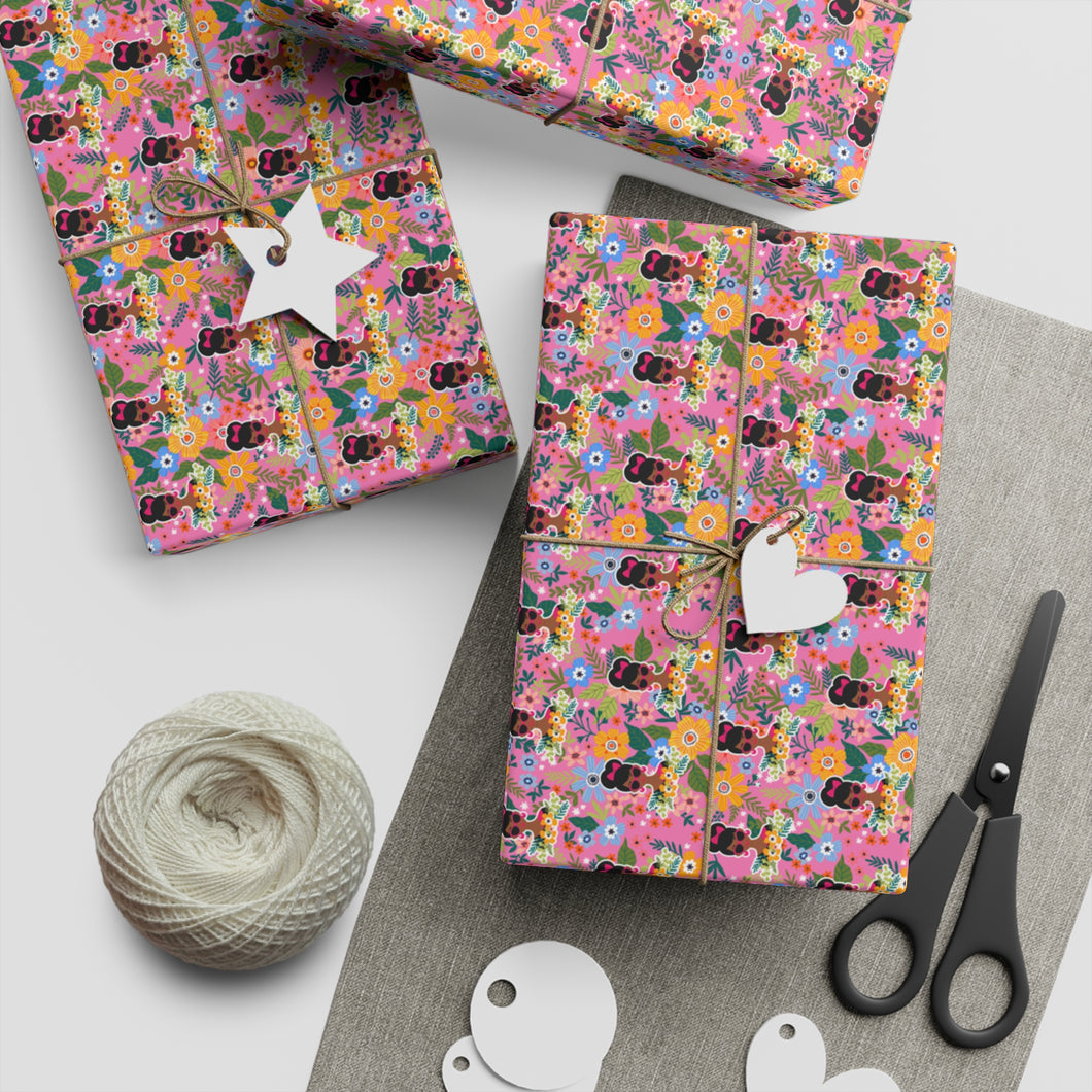 Surrounded By Love - African American Woman - Floral Gift Wrapping Paper Roll - Wrapped Gifts Sample Photo