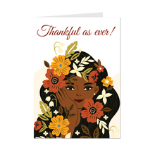 Load image into Gallery viewer, Thankful As Ever - Floral Black Woman - Thank You Card - Front