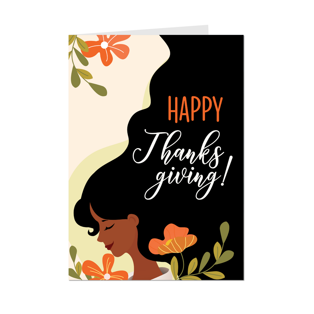 Thanksgiving Wishes - African American Woman - Happy Thanksgiving Cards - Front