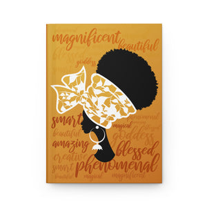 Uplifting Positive Words - Empowerment Hardcover Journal - Celebrating Black Beauty & Brilliance Front  