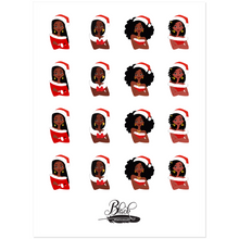 Load image into Gallery viewer, Variety of Black Girl Hairstyles - African American Santa Hat Woman - Premium Stickers 2