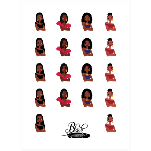 Variety of Black Girl Hairstyles - African American Woman - Premium Stickers