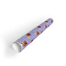 Load image into Gallery viewer, Vibrant Energy - Smiling African American Woman - Birthday Gift Wrapping Paper Roll of purple wrapping paper with  design on a white background
