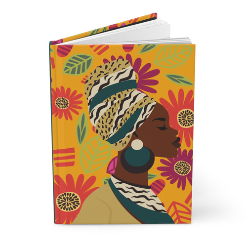 Vibrant Floral Hardcover Journal - Afrocentric Design for Creative Souls Front Slightly Opened 