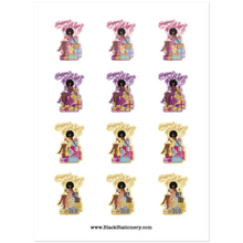 Load image into Gallery viewer, Woman &amp; Gifts - Happy Birthday - African American Premium Sticker Set (Afro Hairstyle) - Sample Image