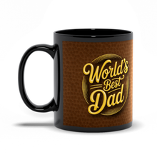 Load image into Gallery viewer, World's Best Dad - Leather Design - Brown, Gold &amp; Black Coffee Mug