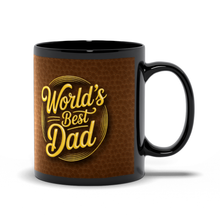 Load image into Gallery viewer, World's Best Dad - Leather Design - Brown, Gold &amp; Black Coffee Mug