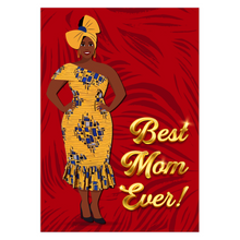 Load image into Gallery viewer, Yellow &amp; Blue Dress - Best Mom Ever - Afrocentric Greeting Card Shop - Smiling Black Mom