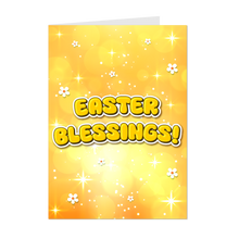 Load image into Gallery viewer, Yellow Sparkles &amp; Flowers - Easter Blessings - Happy Easter Greeting Cards