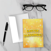 Load image into Gallery viewer, Yellow Sparkles &amp; Flowers - Easter Blessings - Happy Easter Greeting Cards