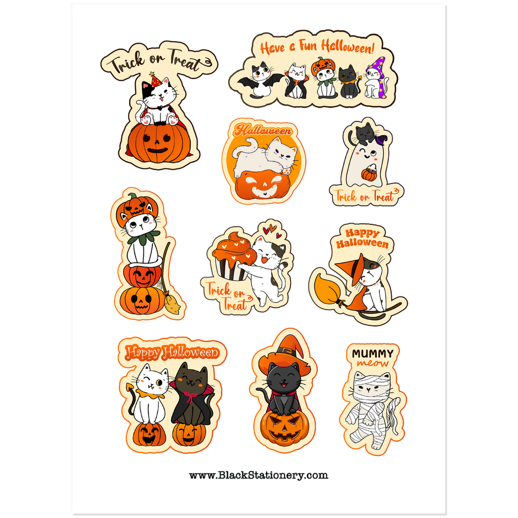 Meow - Cats in Costumes Halloween Premium Sticker Set