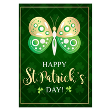 Load image into Gallery viewer, Four Leaf Clovers &amp; Butterfly - Happy St. Patrick&#39;s Day Cards Front (2)