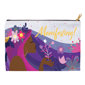 Purple Floral - Black Woman Manifesting - Accessory Bag 1