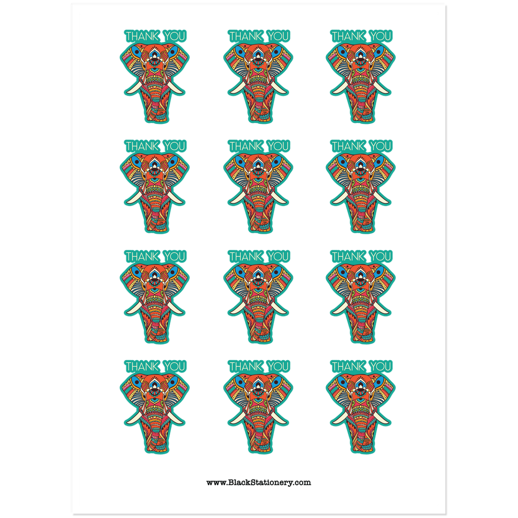 Colorful Elephant Thank You Premium Sticker Set