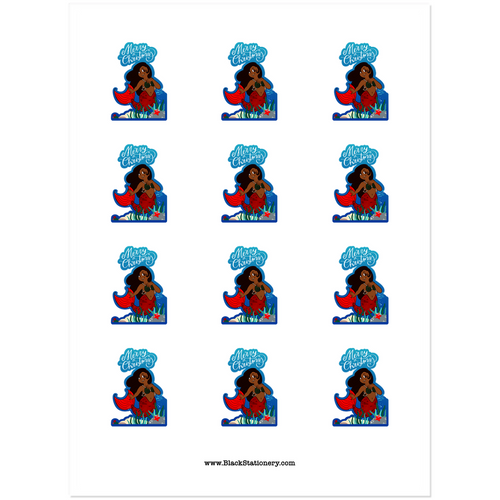 Black Stationery - Black Mermaid Premium Christmas Sticker Sets