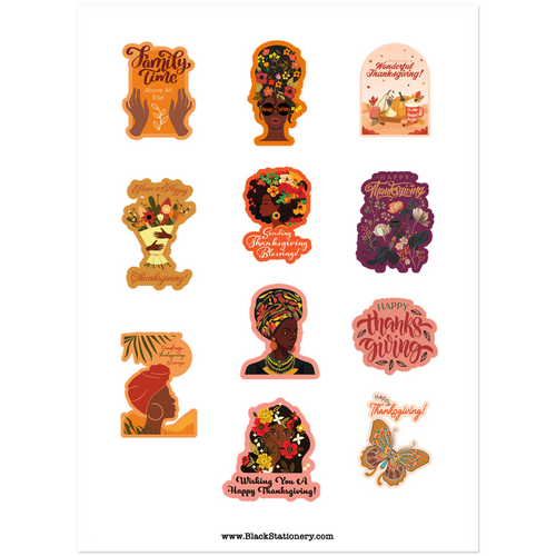 African-American Thanksgiving Premium Sticker Set