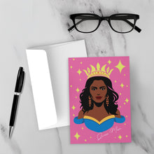 Load image into Gallery viewer, Queen Mom - African American Woman - Mother&#39;s Day Cards (Pink) Front with Sample Background