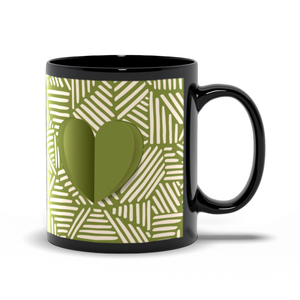 Cup of Love - Green Stripes Heart Coffee Mugs (3)