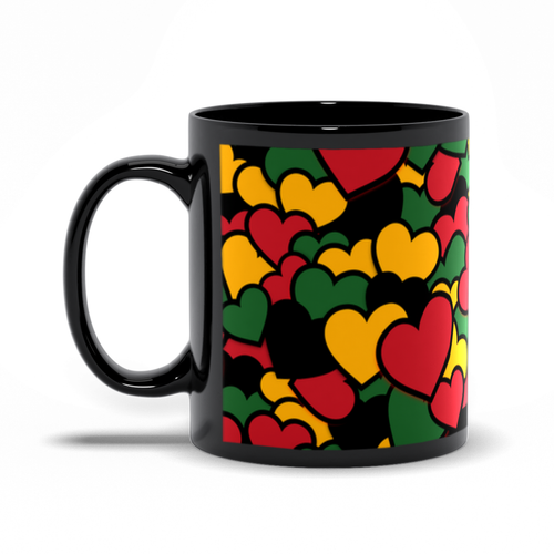 Heart Black is Beautiful Coffee Mug Handle on the Left