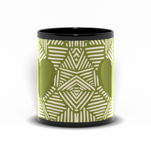 Cup of Love - Green Stripes Heart Coffee Mugs (2)