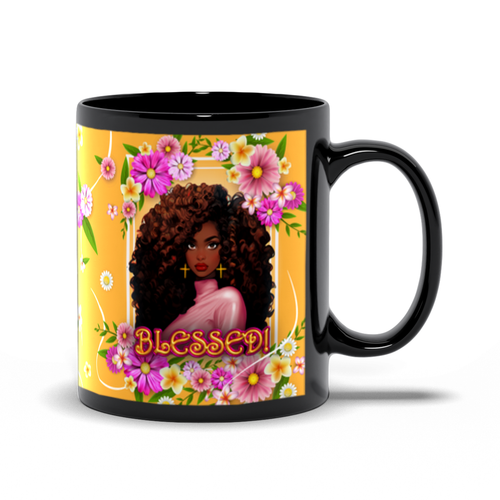 Floral Blessed - African American Woman - Coffee Mugs