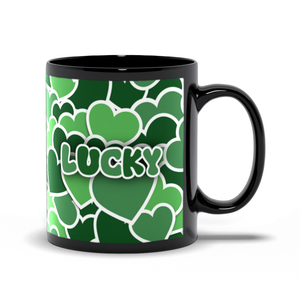 Lucky Heart - Black Stationery Coffee Mugs Handle on the Right Side