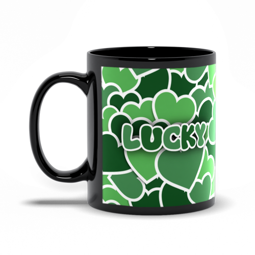 Lucky Heart - Black Stationery Coffee Mugs Handle on the Left