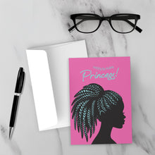 Load image into Gallery viewer, Blue Braids Vibe - Birthday Girl - African American Card Shop Front with Sample Background