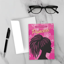 Load image into Gallery viewer, Pink Braids Vibe - Birthday Girl - African American Card Shop Front with Sample Background