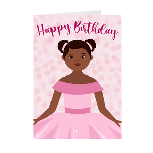 Pink Dress Sparkle - Little Princess - African American Birthday Cards