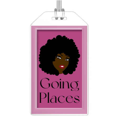Going Places - African American Traveler - 2 Pink Black Stationery Luggage Tags