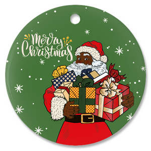 Handful of Gifts - Black Santa Porcelain Ornaments
