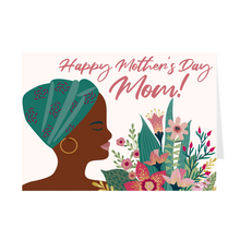 Load image into Gallery viewer, Elegant Mom - Turban &amp; Flowers - African American Mother&#39;s Day Card