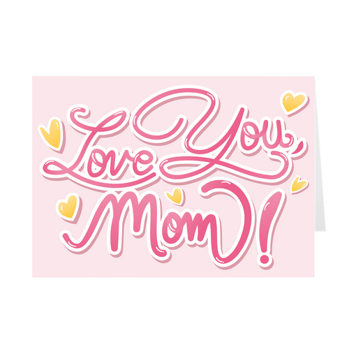 Love You, Mom - Hearts Mother's Day Cards