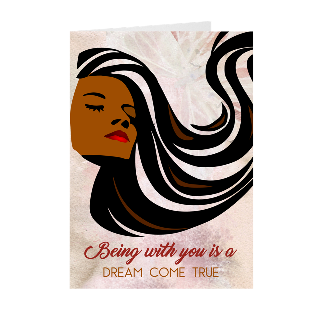 Being With You Dream Come True - African American Girl - Valentine's Day Card