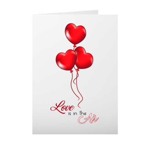Love Is In The Air - Floating Red Balloon Hearts - Valentine's Day Card