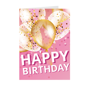 Pink Balloon Confetti - Happy Birthday Greeting Card