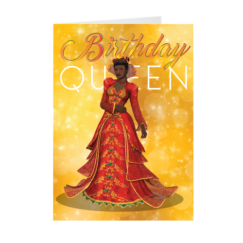 Birthday Queen - Red & Gold - African American Woman Greeting Card