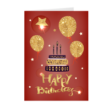 Load image into Gallery viewer, Happy Birthday Cheers - Red, Black &amp; Gold Greeting Card