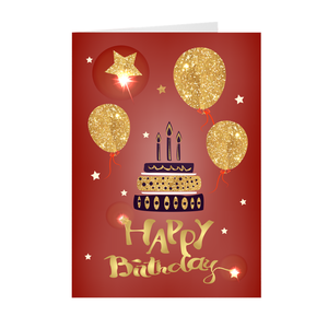 Happy Birthday Cheers - Red, Black & Gold Greeting Card