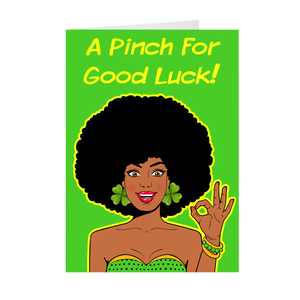 St. Patrick's Day - African-American Afro Woman - Greeting Card