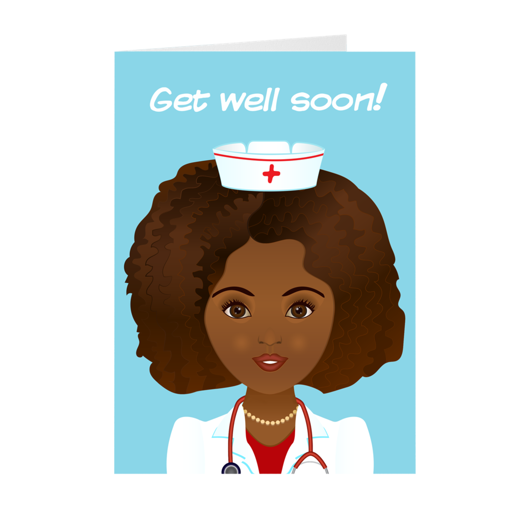 Get Well Soon - African-American Female Doctor - Greeting Card