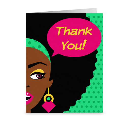 Afro Pop Art - African American Girl - Thank You Greeting Card